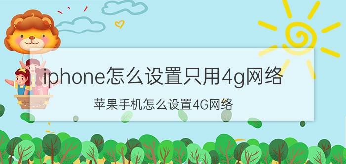 iphone怎么设置只用4g网络 苹果手机怎么设置4G网络？